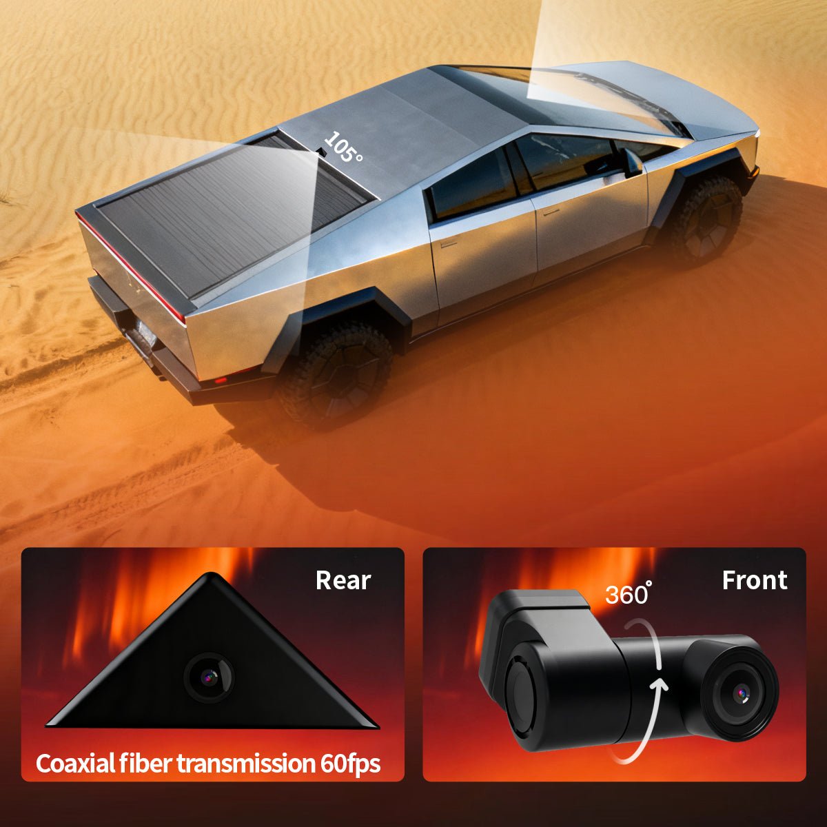 Cybertruck 11.26" Streaming Rearview Mirror | 2K Dual Dashcam & 105° Expanded Vision